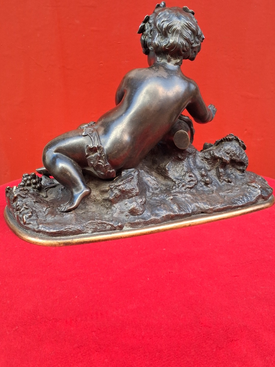 Auguste Moreau (1844-1917) After "bacchus As A Child At The Spring" In Bronze, 19th Century -photo-2
