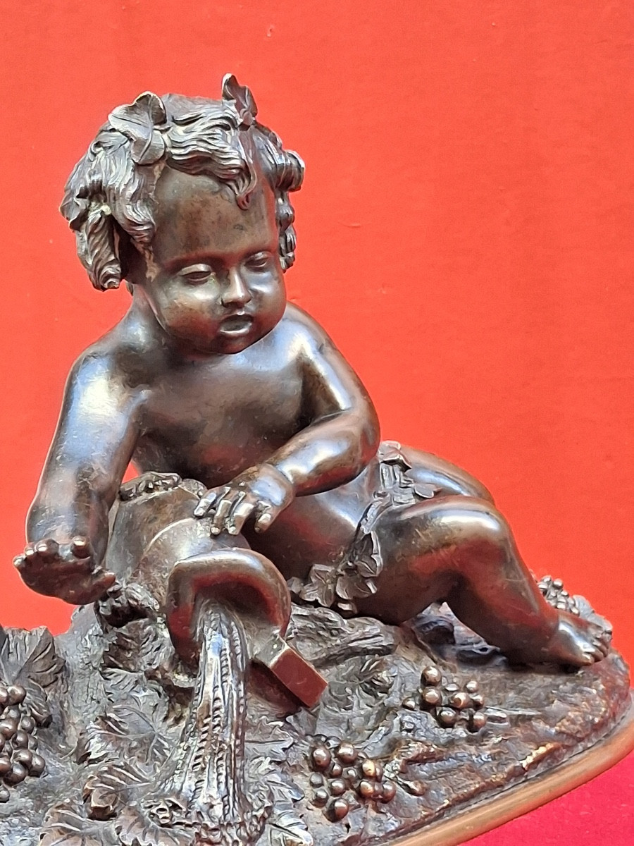 Auguste Moreau (1844-1917) After "bacchus As A Child At The Spring" In Bronze, 19th Century -photo-1