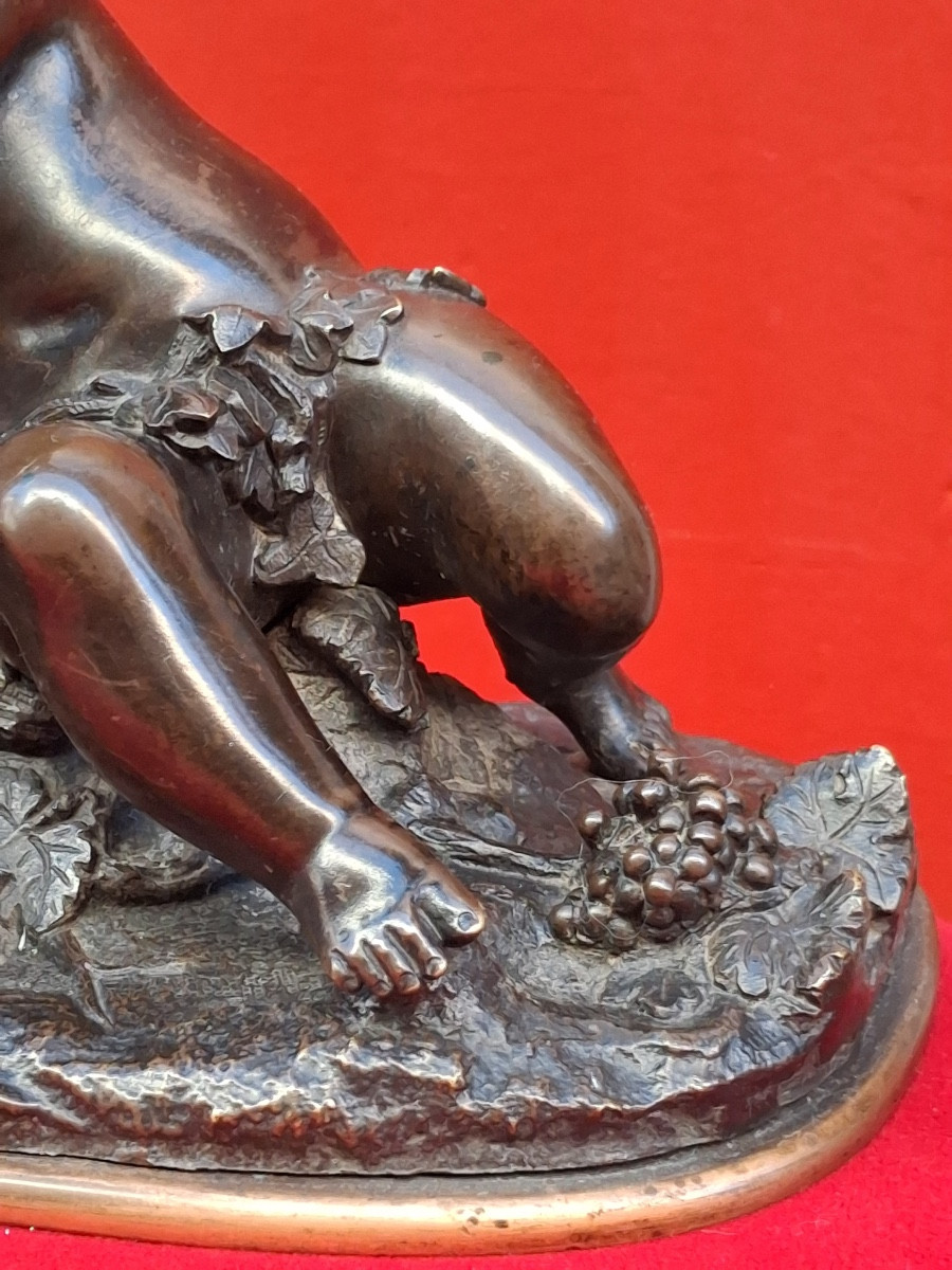 Auguste Moreau (1844-1917) After "bacchus As A Child At The Spring" In Bronze, 19th Century -photo-2