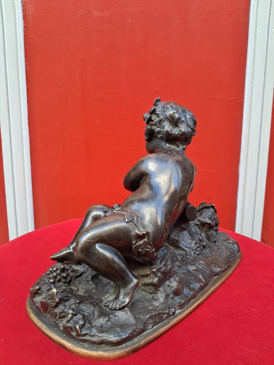 Auguste Moreau (1844-1917) After "bacchus As A Child At The Spring" In Bronze, 19th Century -photo-5