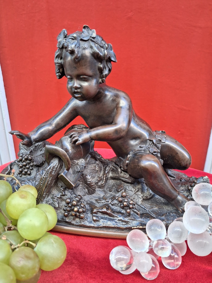 Auguste Moreau (1844-1917) After "bacchus As A Child At The Spring" In Bronze, 19th Century -photo-8