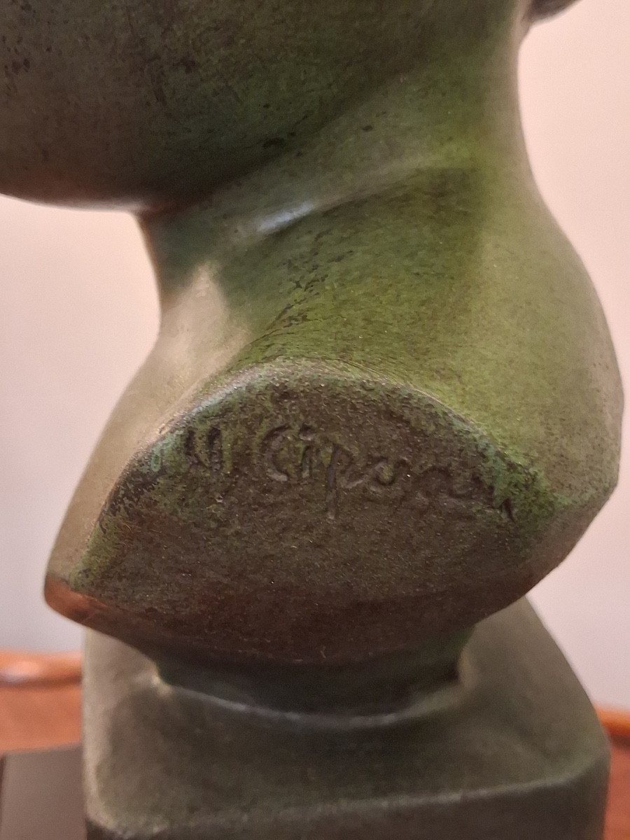 Art Deco Period Spelter Sculpture, "festival Day" Signed By Hugo Cipriani (1887-1960)-photo-4