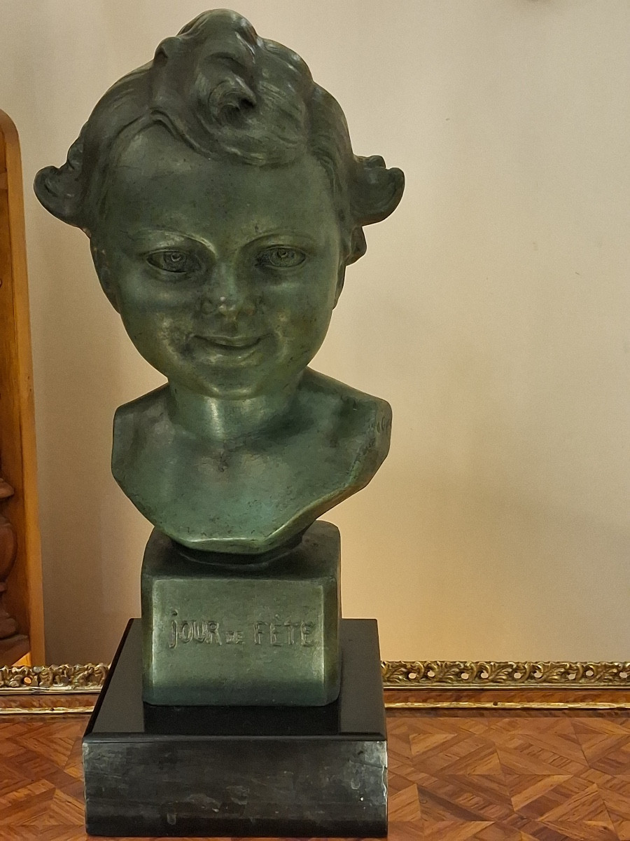 Art Deco Period Spelter Sculpture, "festival Day" Signed By Hugo Cipriani (1887-1960)-photo-4