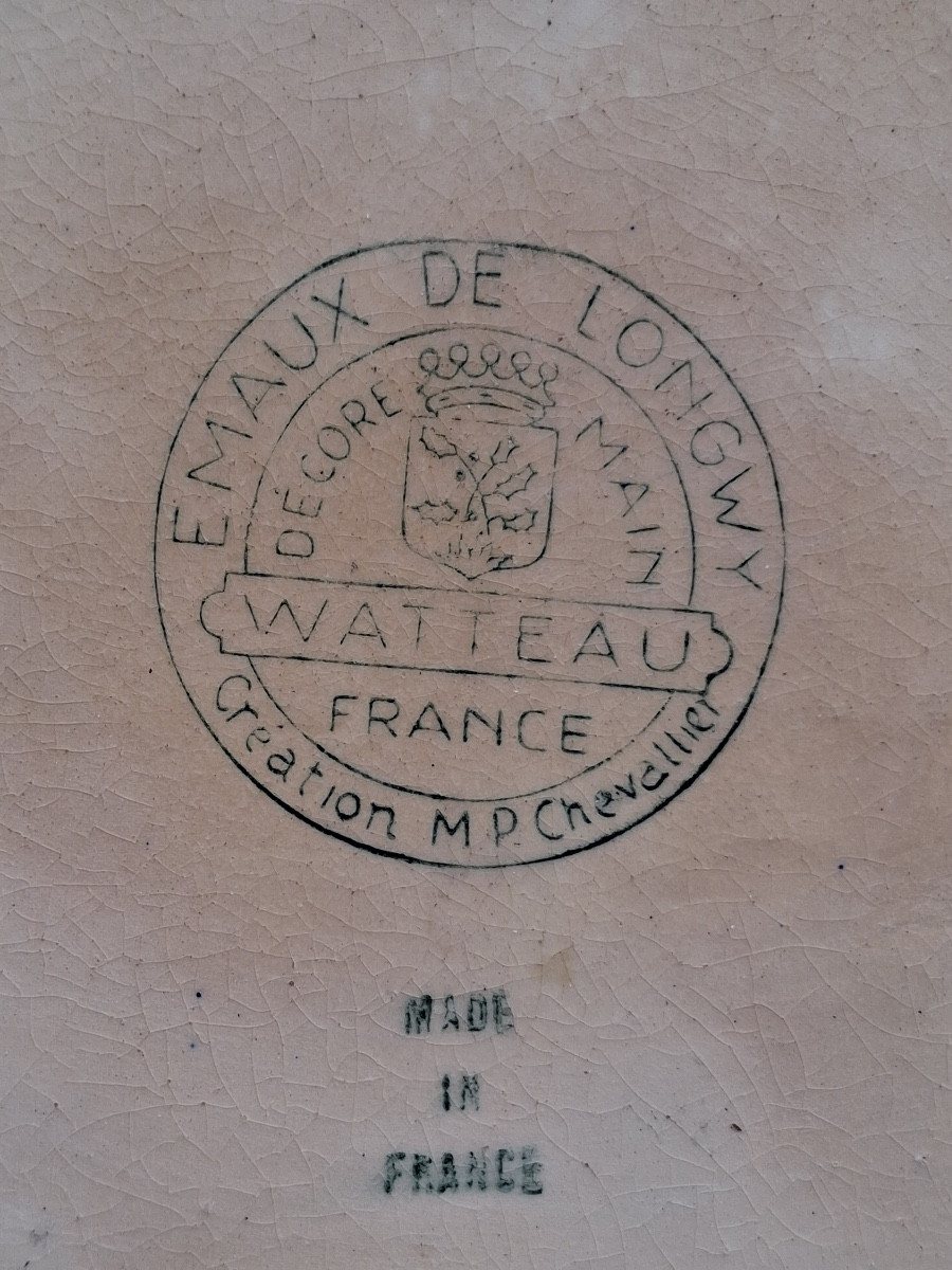 Oval, Deep Bowl In Longwy Enamels, "watteau" Decoration By Mp Chevallier -photo-1