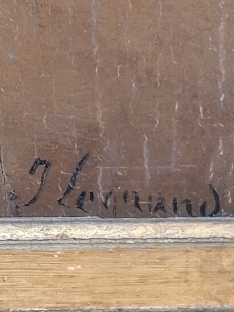 J. Legrand " joueur de luth " huile sur panneau , signée , milieu du XIX ème -photo-1