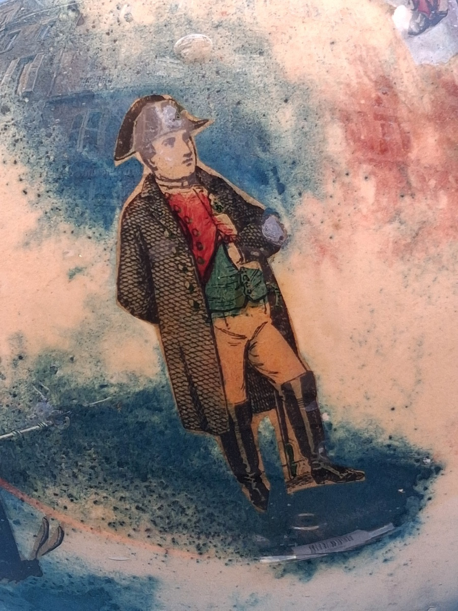 Porte perruque , boule en verre soufflé , potichomanie , ( circonférence 72 cm) milieu XIX ème -photo-3