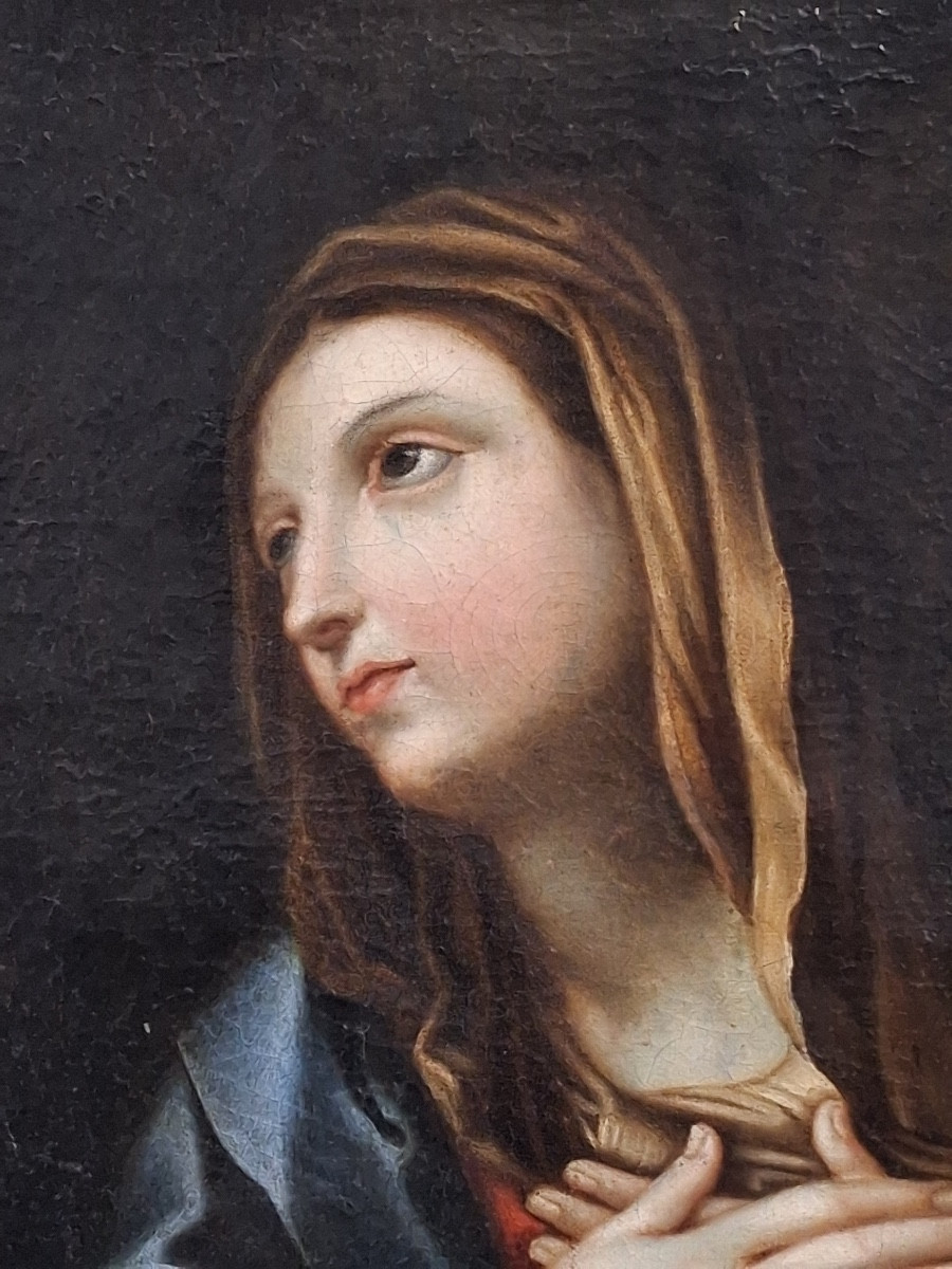 tableau religieux la Vierge en méditation époque XVIII ème -photo-2