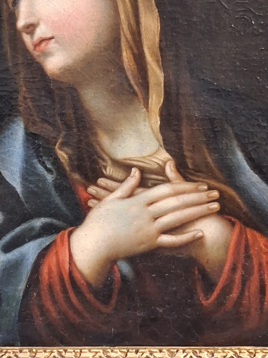 tableau religieux la Vierge en méditation époque XVIII ème -photo-3