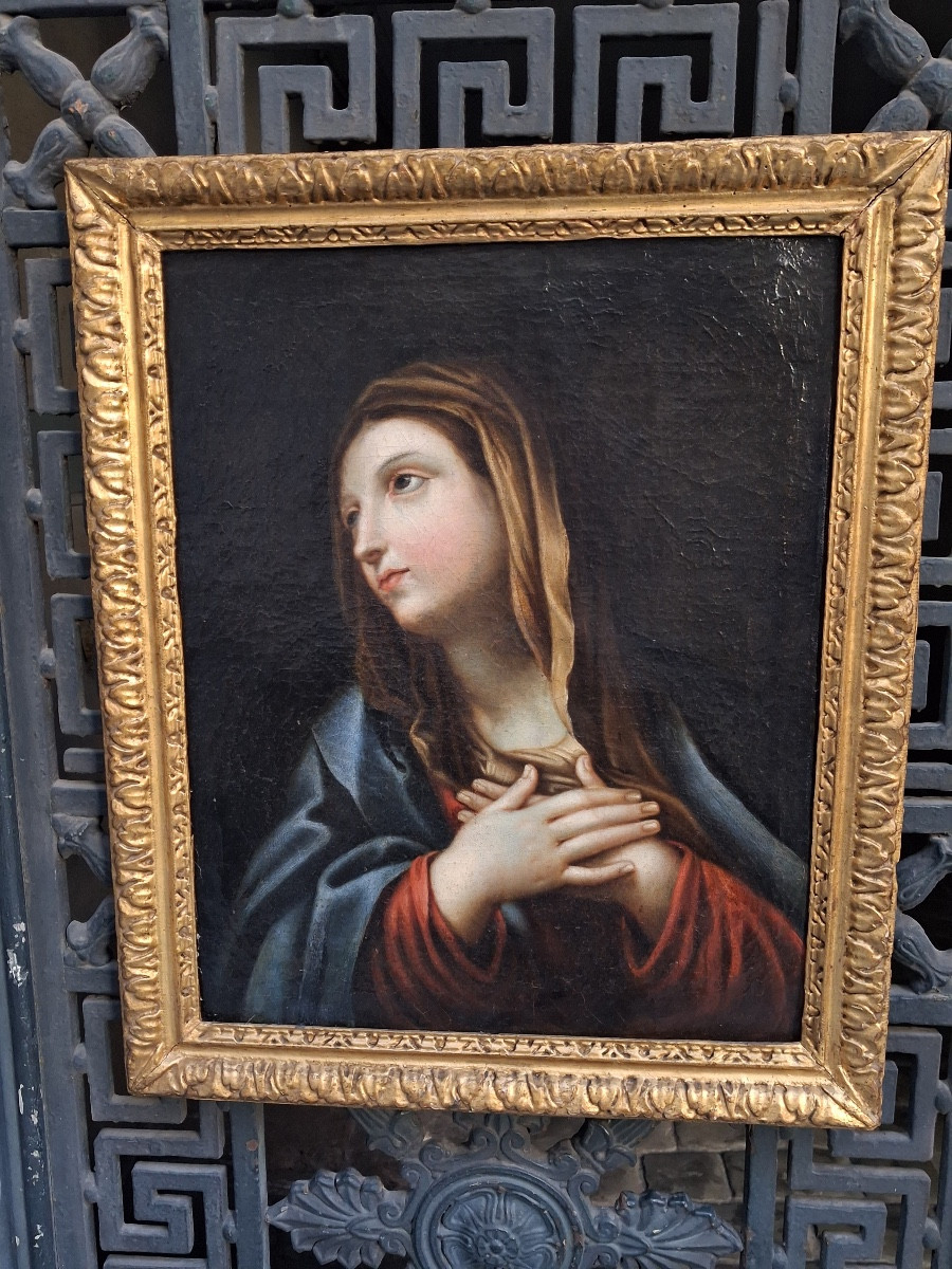 tableau religieux la Vierge en méditation époque XVIII ème -photo-4
