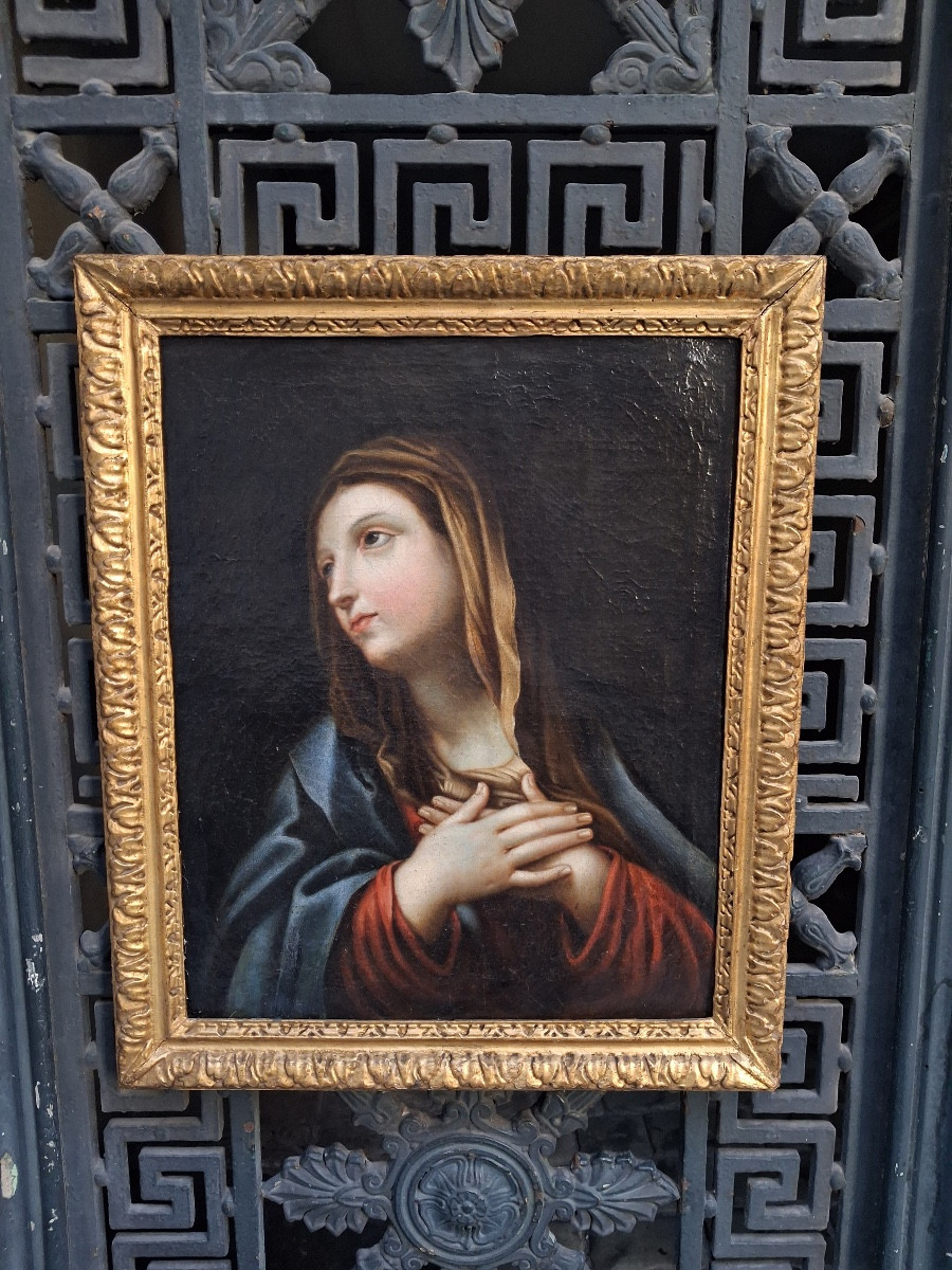 tableau religieux la Vierge en méditation époque XVIII ème 
