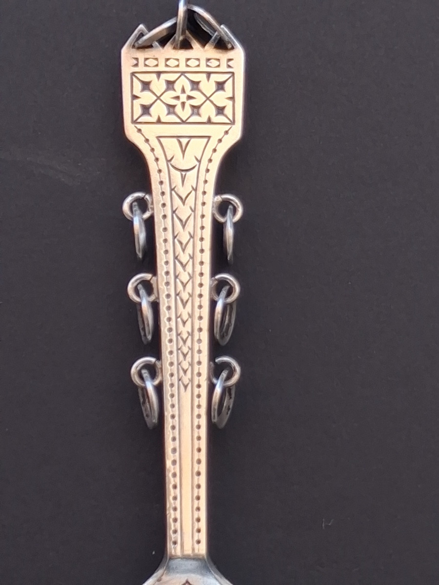 Norwegian Original Solid  Silver Baptismal Spoon -photo-3