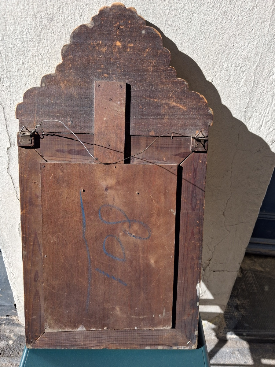 Miroir biseauté en laiton repoussé formant une boite porte clés -photo-5