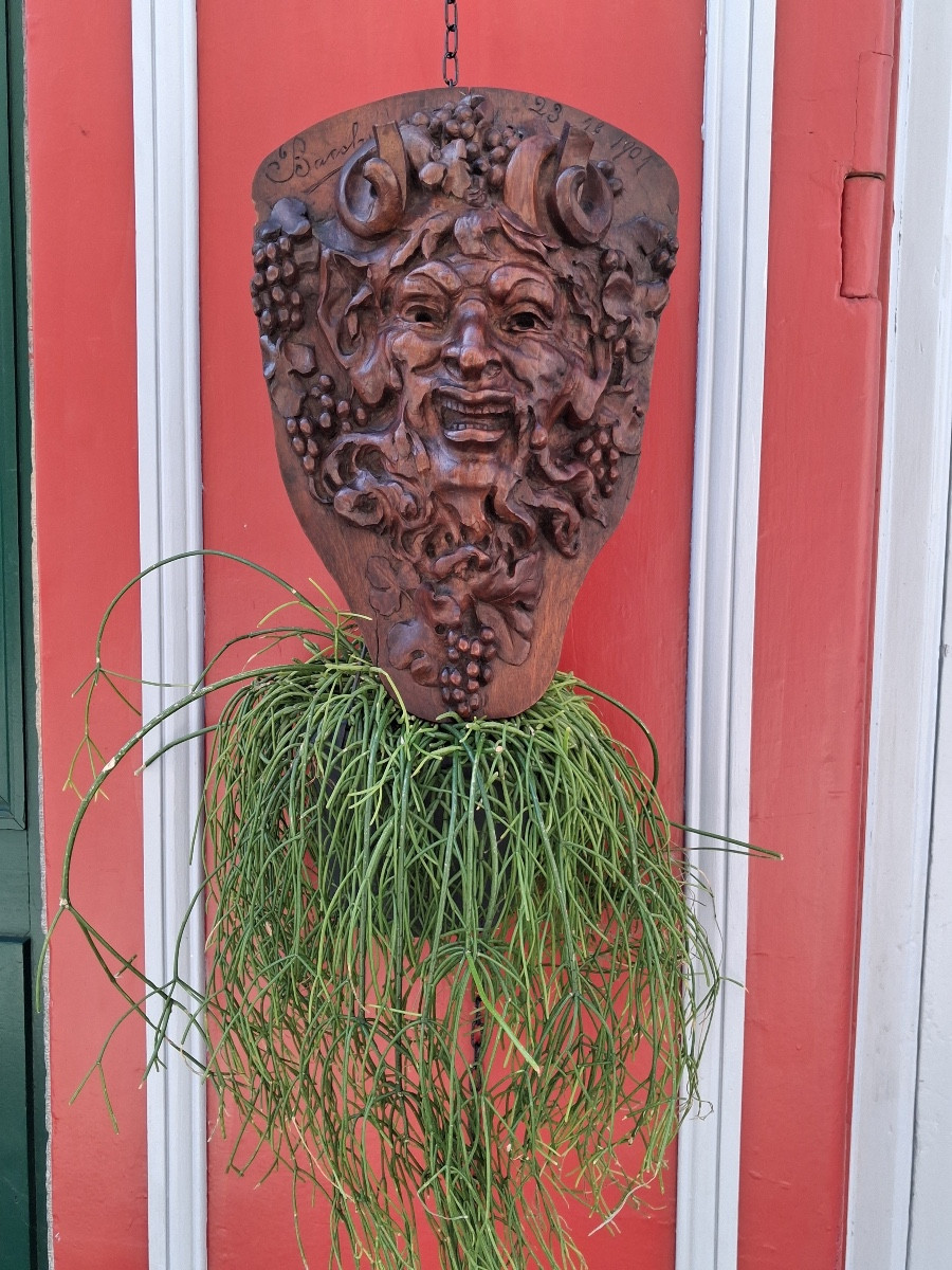 Wood Sculpture Of Bacchus Dated 1901-photo-4