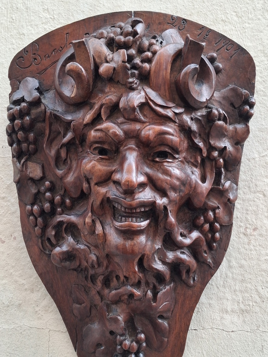 Wood Sculpture Of Bacchus Dated 1901-photo-5