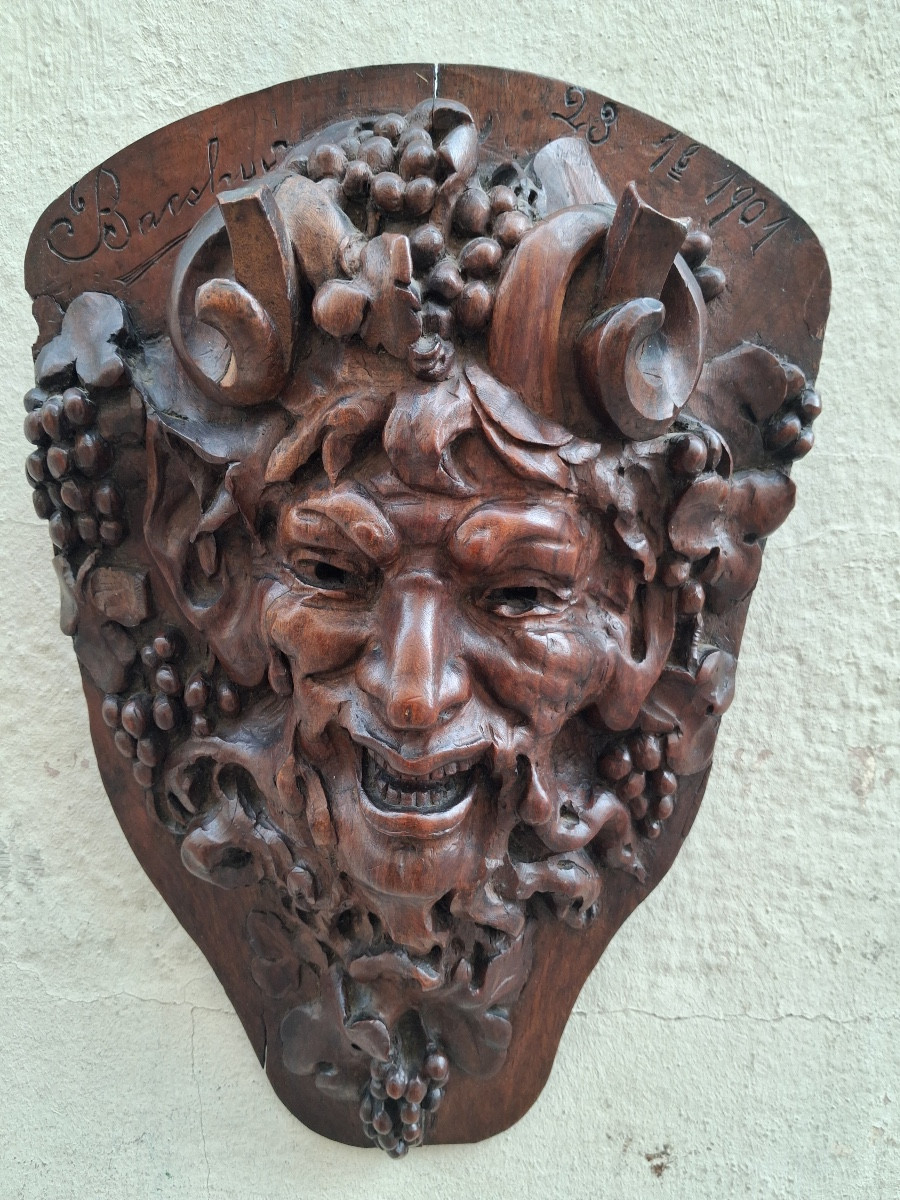 Wood Sculpture Of Bacchus Dated 1901