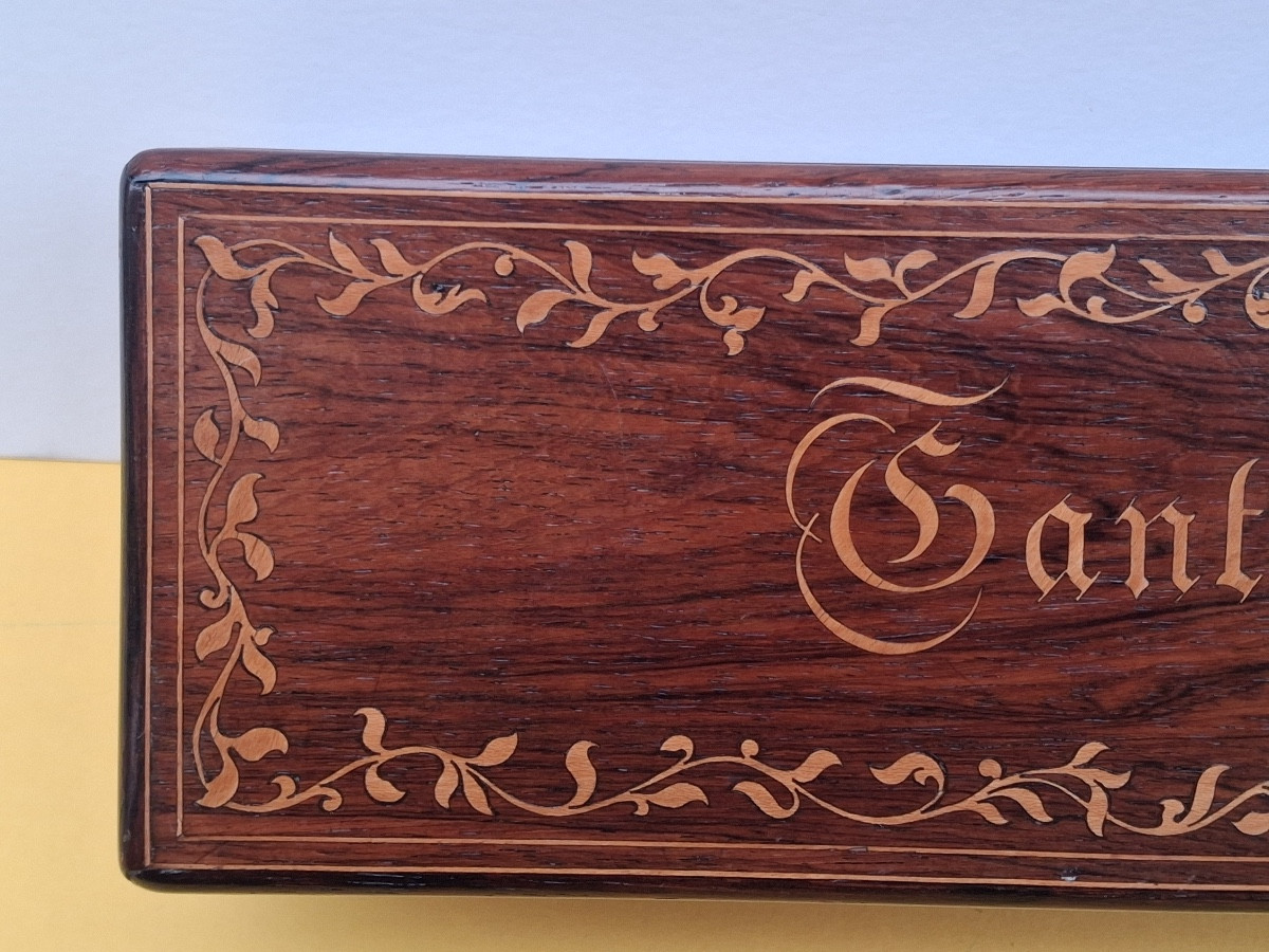 Glove Box In Rosewood And Marquetry Filets 19th C-photo-4