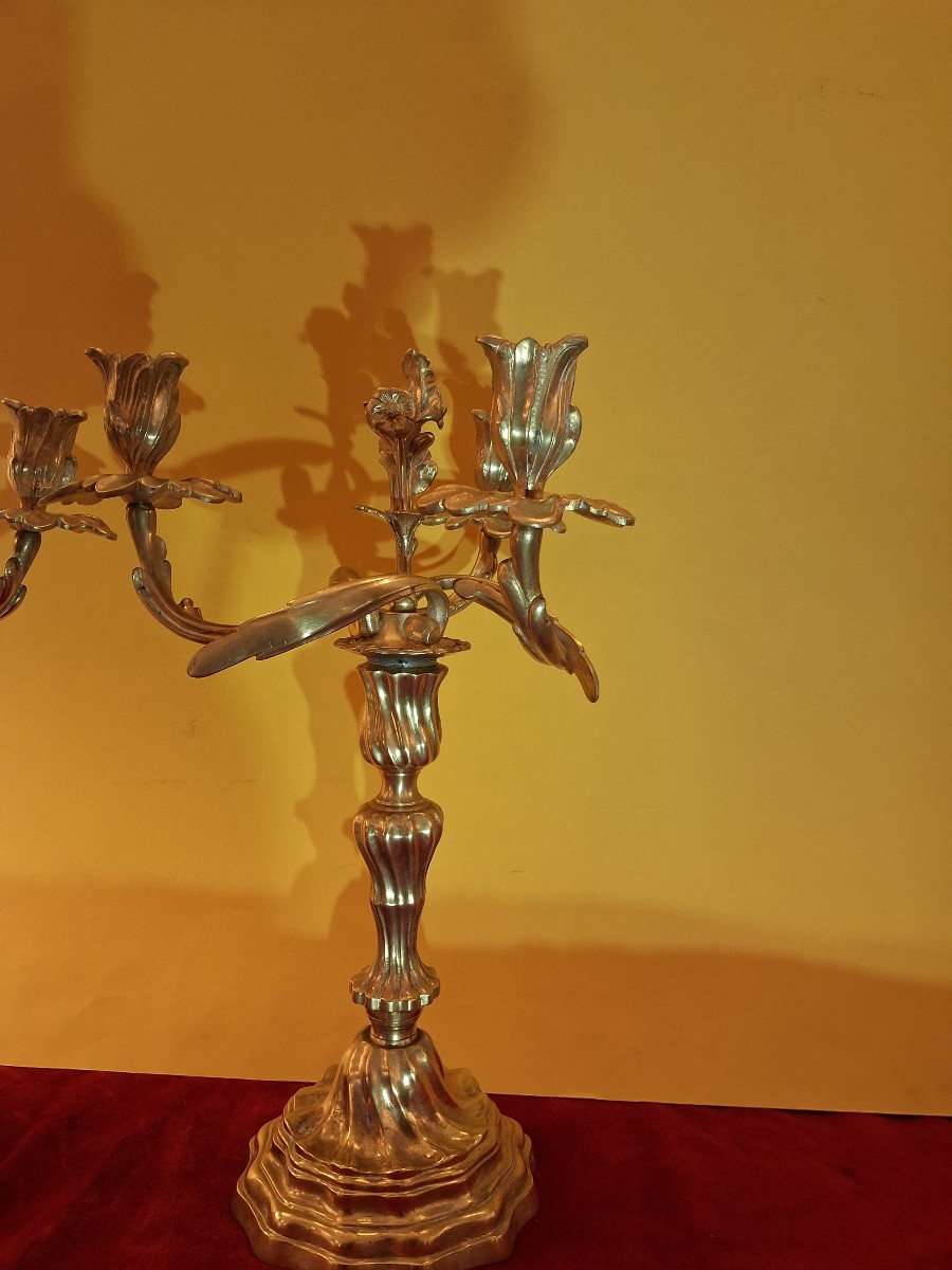 Pair Of Three-light Ormolu Candelabras, Convertible Into Candlesticks Early 20th Century-photo-2