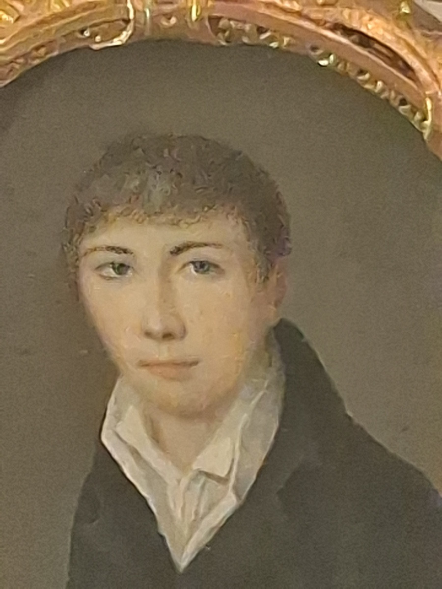 Miniature On Ivory, Portrait Of A Young Man, Gilt Bronze Frame, Early 19th Century-photo-2