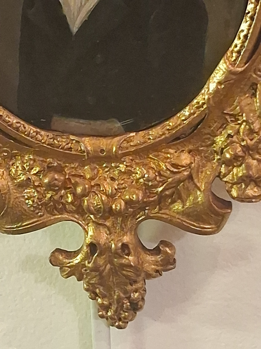 Miniature On Ivory, Portrait Of A Young Man, Gilt Bronze Frame, Early 19th Century-photo-2