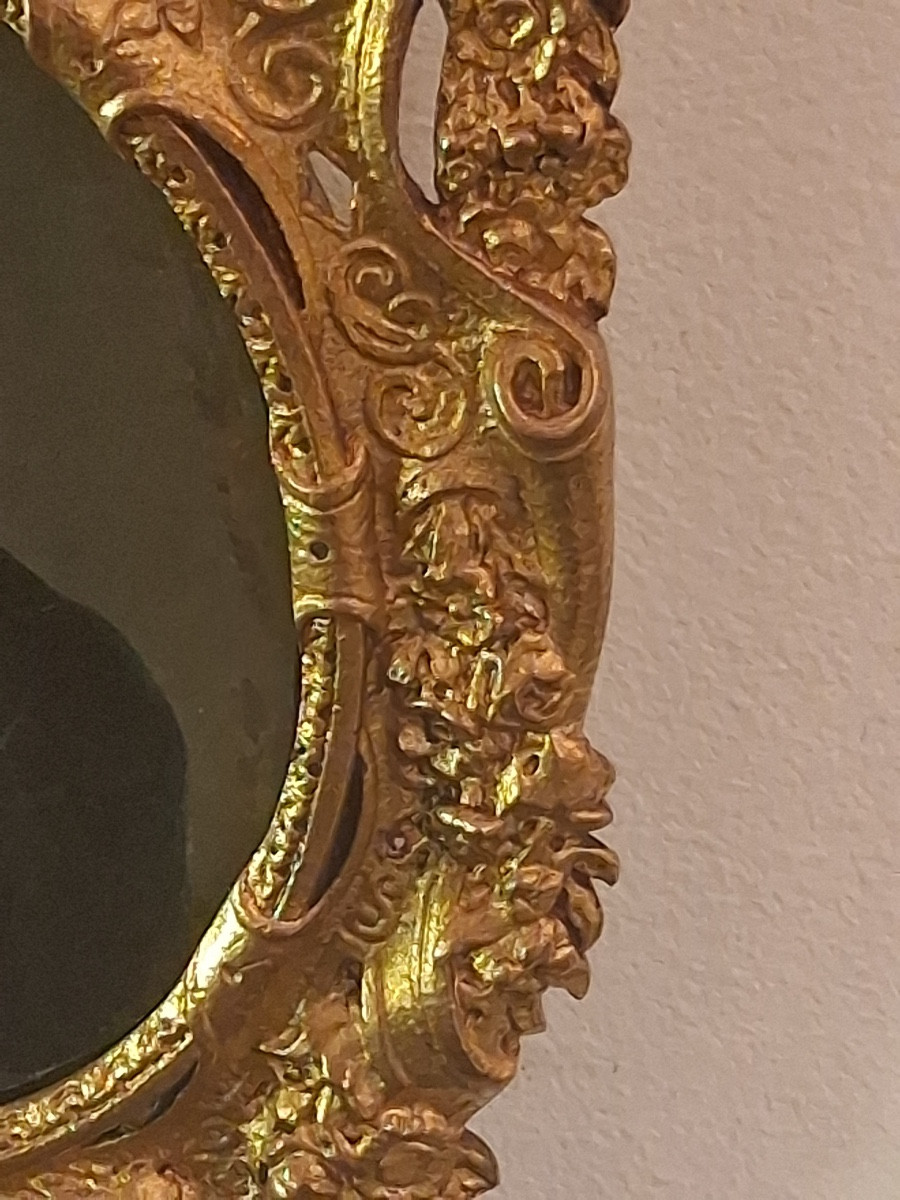 Miniature On Ivory, Portrait Of A Young Man, Gilt Bronze Frame, Early 19th Century-photo-4