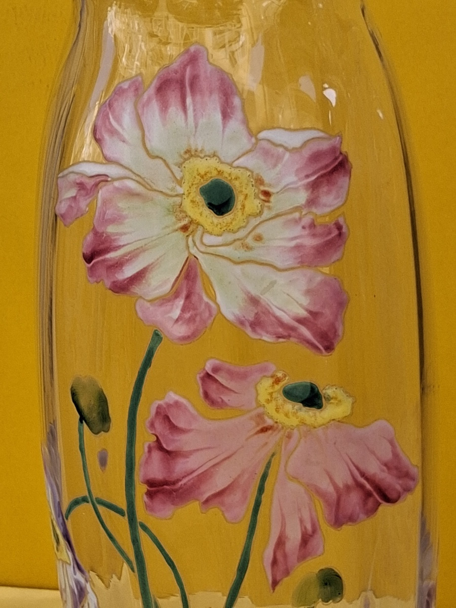 Paire de vases émaillés à cols polylobés et dorés Art Nouveau production Théodore .Legras -photo-6