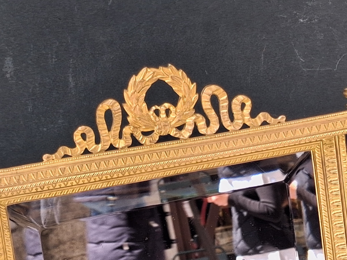 Miroir en bronze à poser ( Hauteur : 40 cm ) de style Empire époque Napoléon III-photo-1
