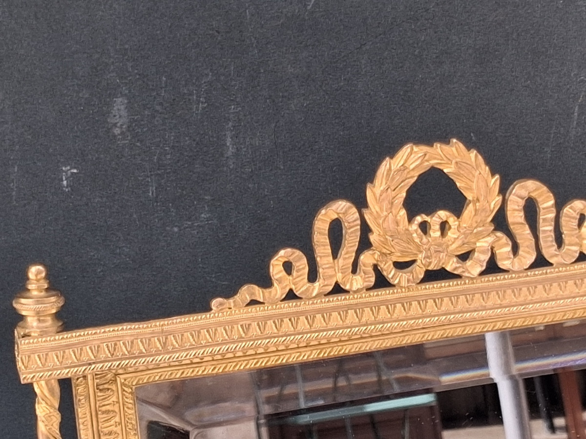 Miroir en bronze à poser ( Hauteur : 40 cm ) de style Empire époque Napoléon III-photo-2