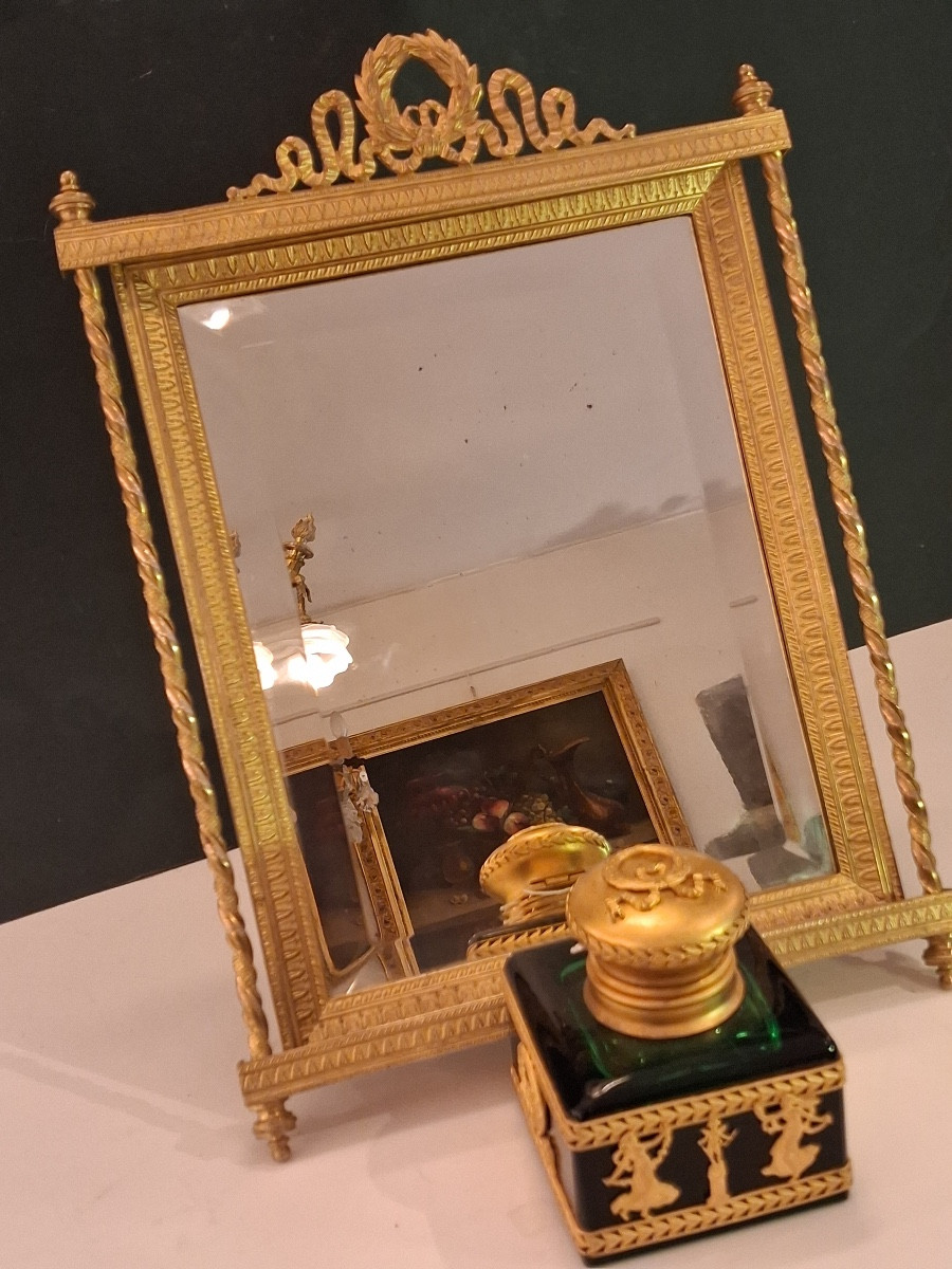 Miroir en bronze à poser ( Hauteur : 40 cm ) de style Empire époque Napoléon III-photo-6