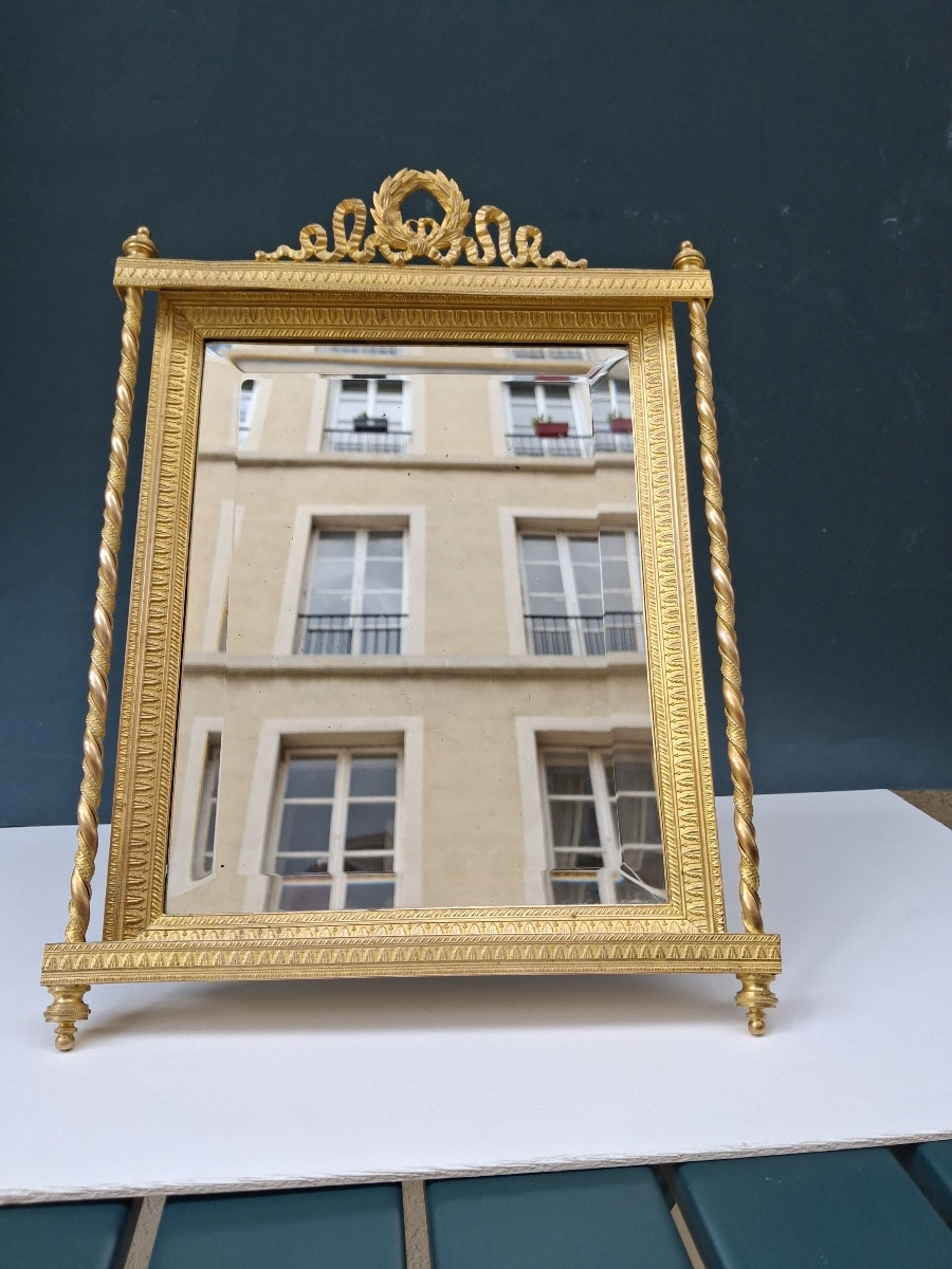 Miroir en bronze à poser ( Hauteur : 40 cm ) de style Empire époque Napoléon III-photo-8