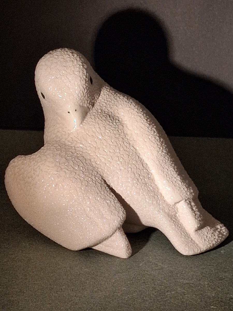 Vinsare à Sèvres, Four Ceramic Sparrows With Pearl Enamel 20th Century-photo-2
