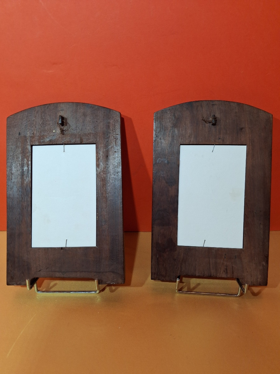 Pair Of Rosewood Frames, Carved With Two Dragons, With Inverted Decor, Identical XIXth Century-photo-3