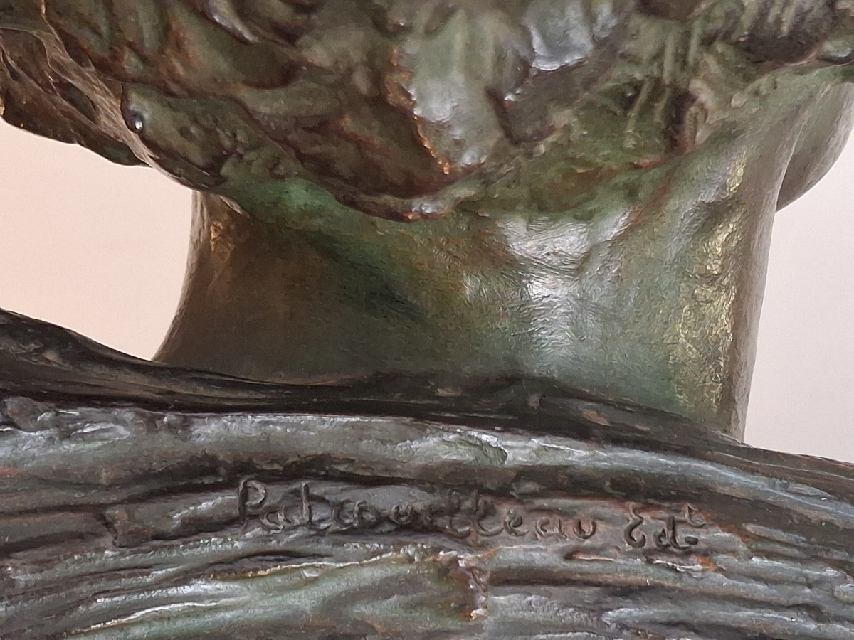 Sculpture en bronze  :Jean Mermoz  signé  A.Ouline et du fondeur Patrouilleau  époque Art Déco -photo-1