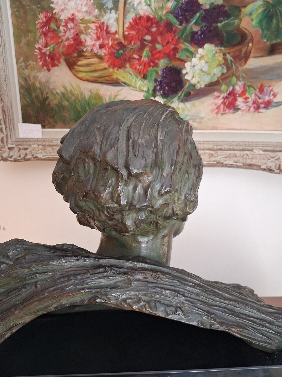 Sculpture en bronze  :Jean Mermoz  signé  A.Ouline et du fondeur Patrouilleau  époque Art Déco -photo-7