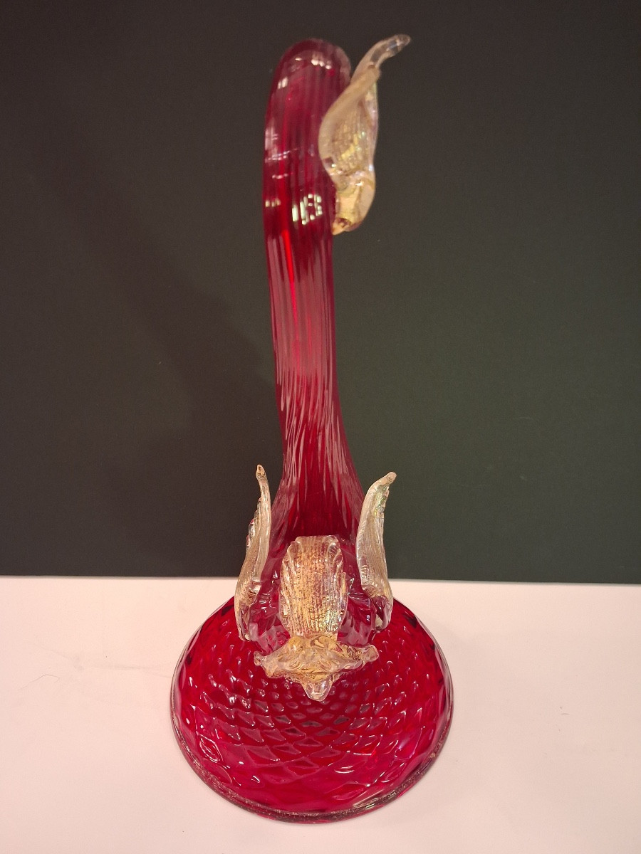 Grand dauphin en verre soufflé de Murano avec inclusions de paillettes d'or  Barovier et Toso -photo-3