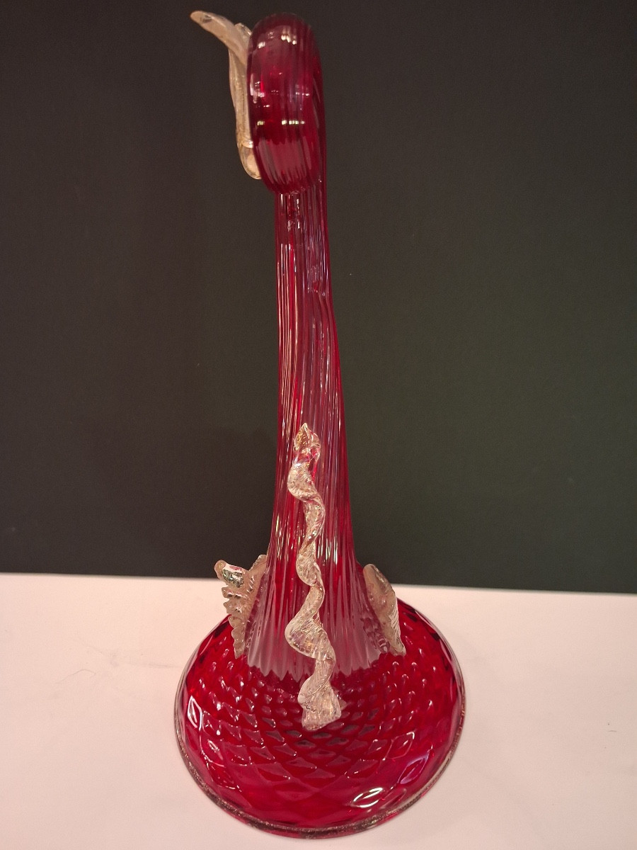 Grand dauphin en verre soufflé de Murano avec inclusions de paillettes d'or  Barovier et Toso -photo-1