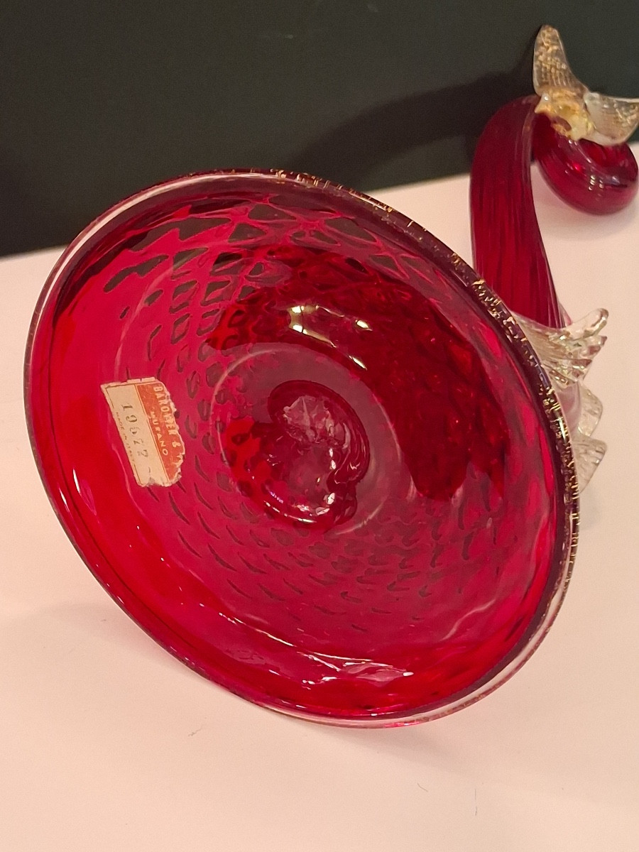 Grand dauphin en verre soufflé de Murano avec inclusions de paillettes d'or  Barovier et Toso -photo-2