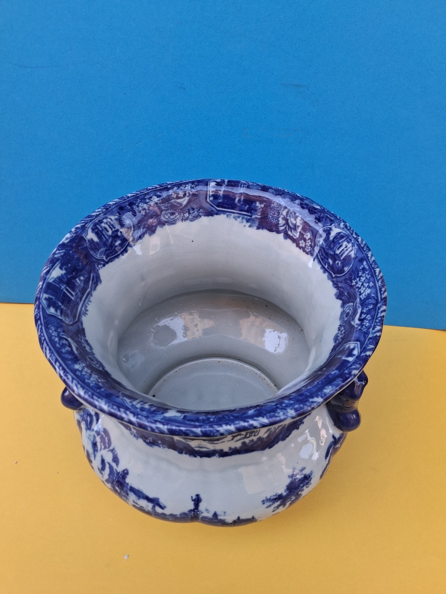English Porcelain Pot Cover Victoria Ware Ironstone 19th C-photo-2