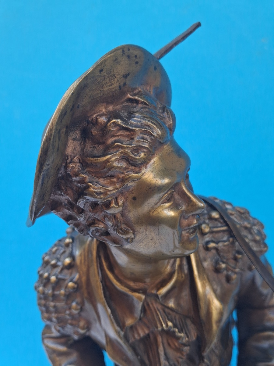 Charles Anfrie (1833–1905) “figaro,” Bronze Cast Signed On The Pedestal -photo-2