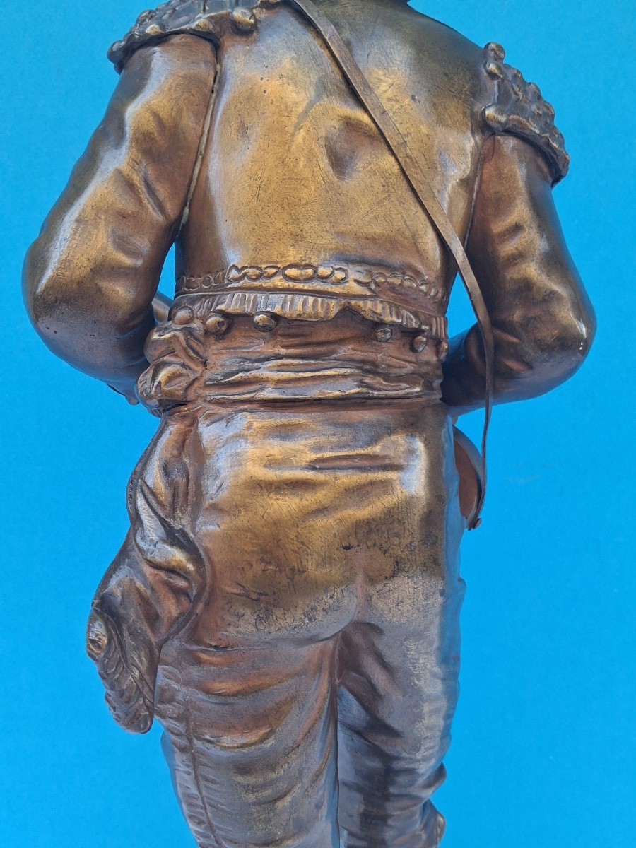 Charles Anfrie (1833–1905) “figaro,” Bronze Cast Signed On The Pedestal -photo-3
