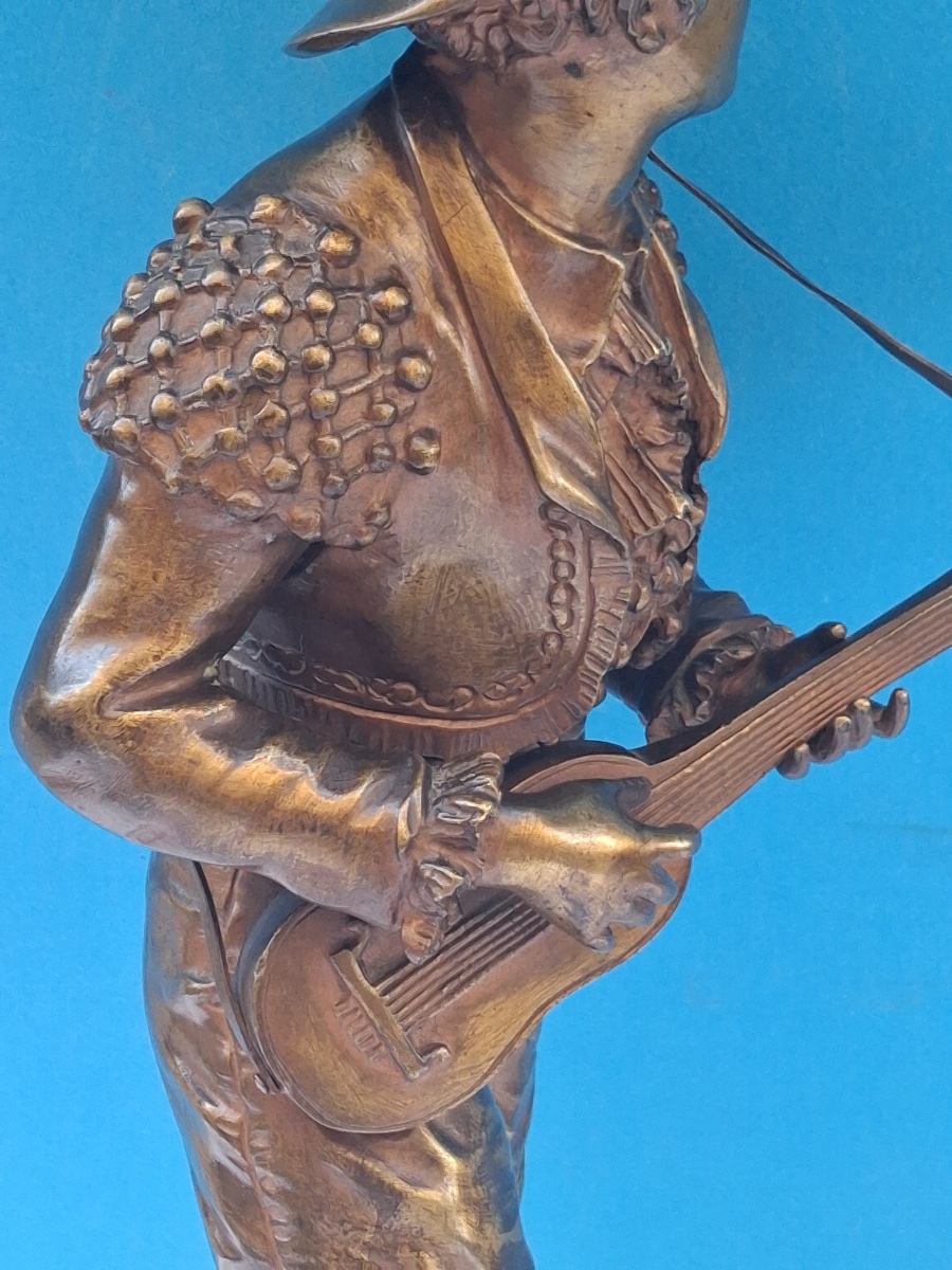 Charles Anfrie (1833–1905) “figaro,” Bronze Cast Signed On The Pedestal -photo-4