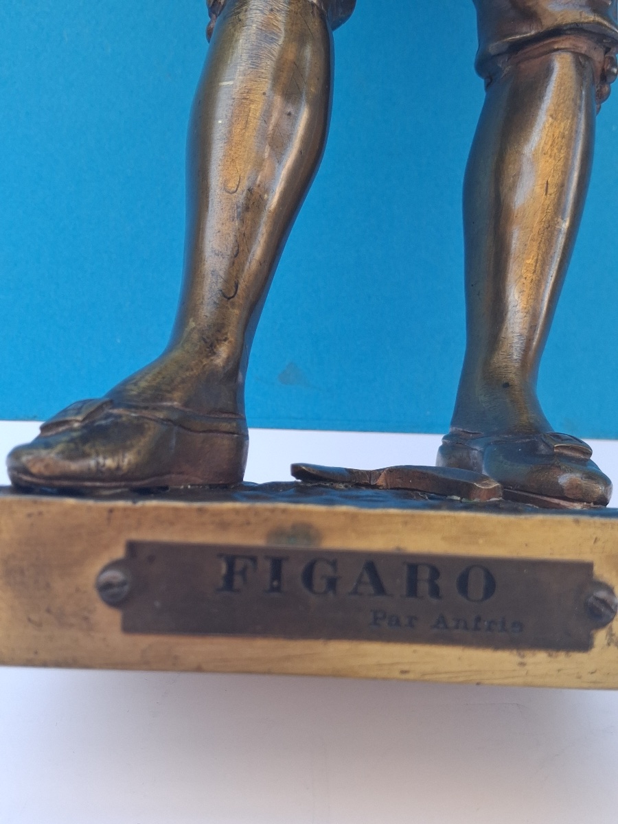 Charles Anfrie (1833–1905) “figaro,” Bronze Cast Signed On The Pedestal -photo-5