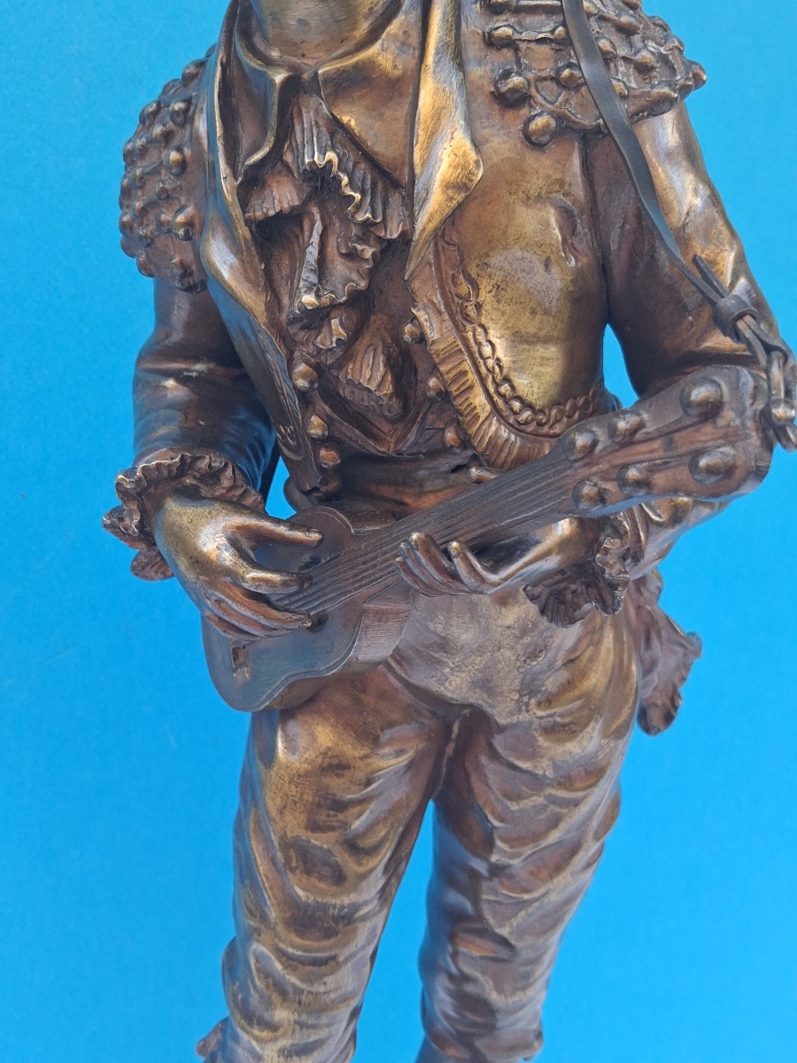 Charles Anfrie (1833–1905) “figaro,” Bronze Cast Signed On The Pedestal -photo-7