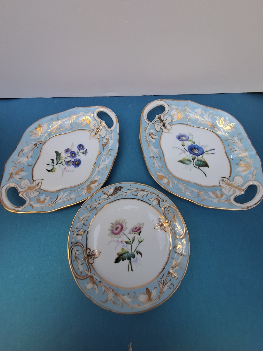 Porcelaine de Paris : deux plats et une assiette -photo-8