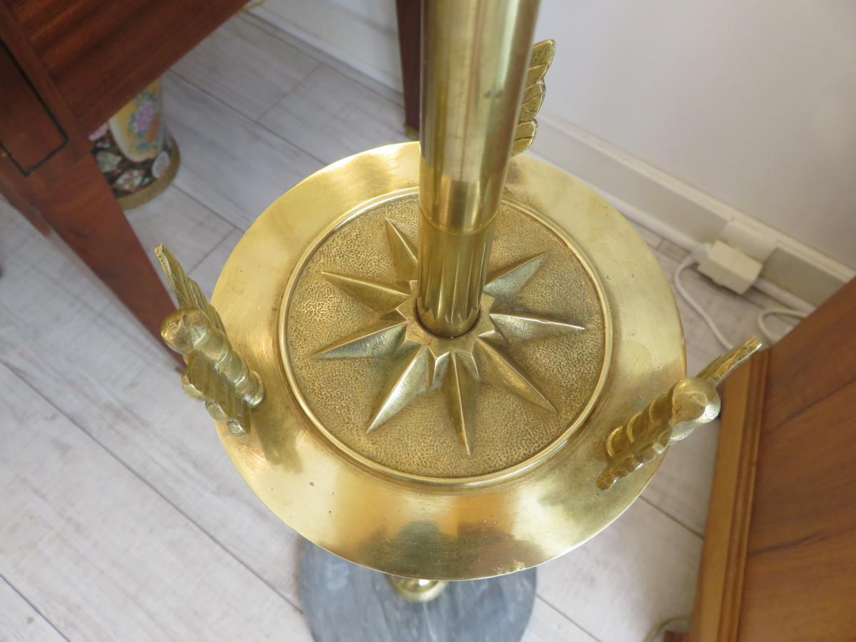 Marble Floor Lamp, Brass And Bronze Three Arrows XX-photo-4