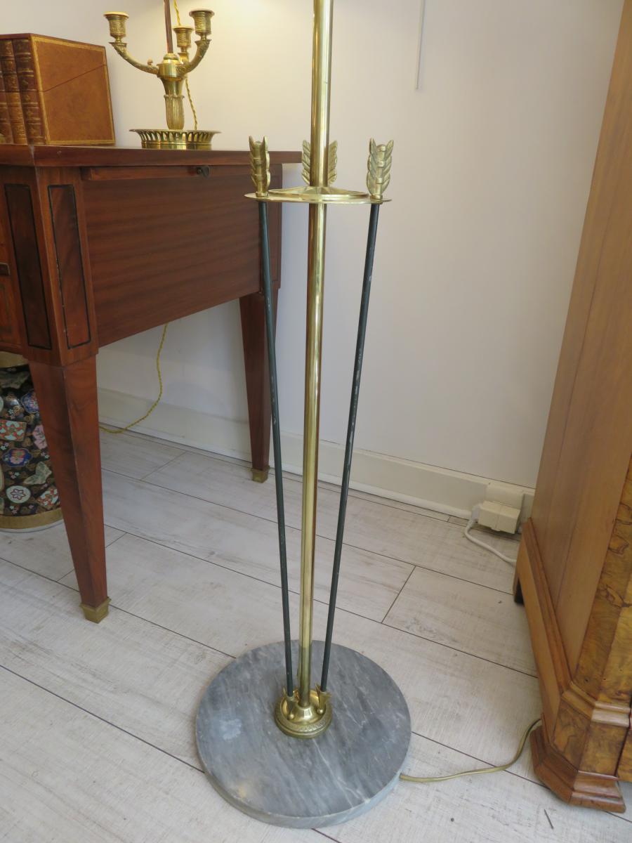 Marble Floor Lamp, Brass And Bronze Three Arrows XX-photo-4