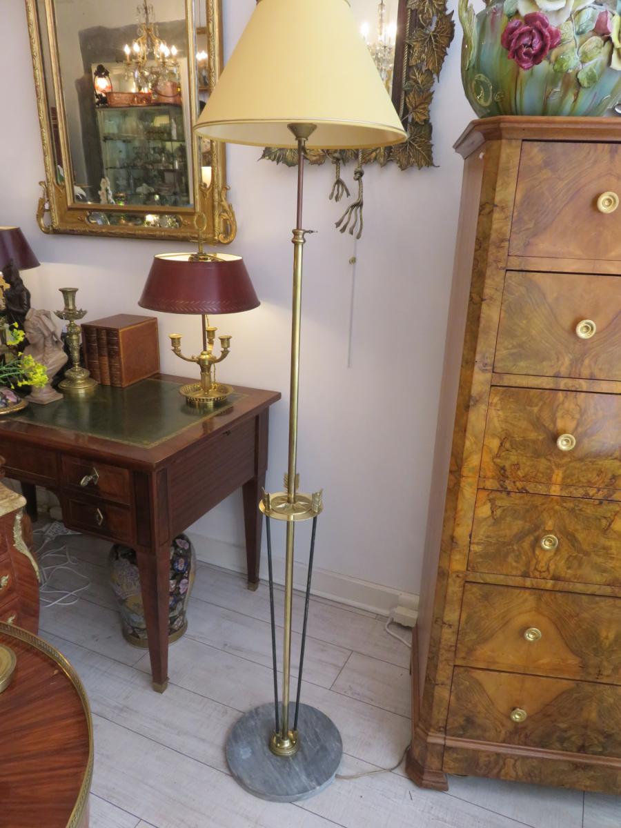 Marble Floor Lamp, Brass And Bronze Three Arrows XX-photo-5