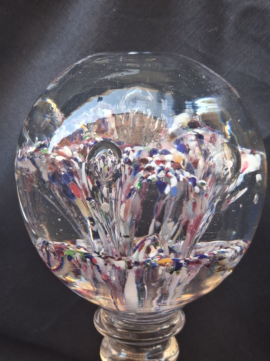 Pair Of Glass Sulfide Paperweights On Stands, 19th Century-photo-3