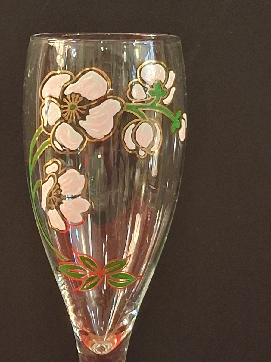 Set Of Twelve Perrier Jouët Champagne Flutes, "belle Epoque" Model-photo-4