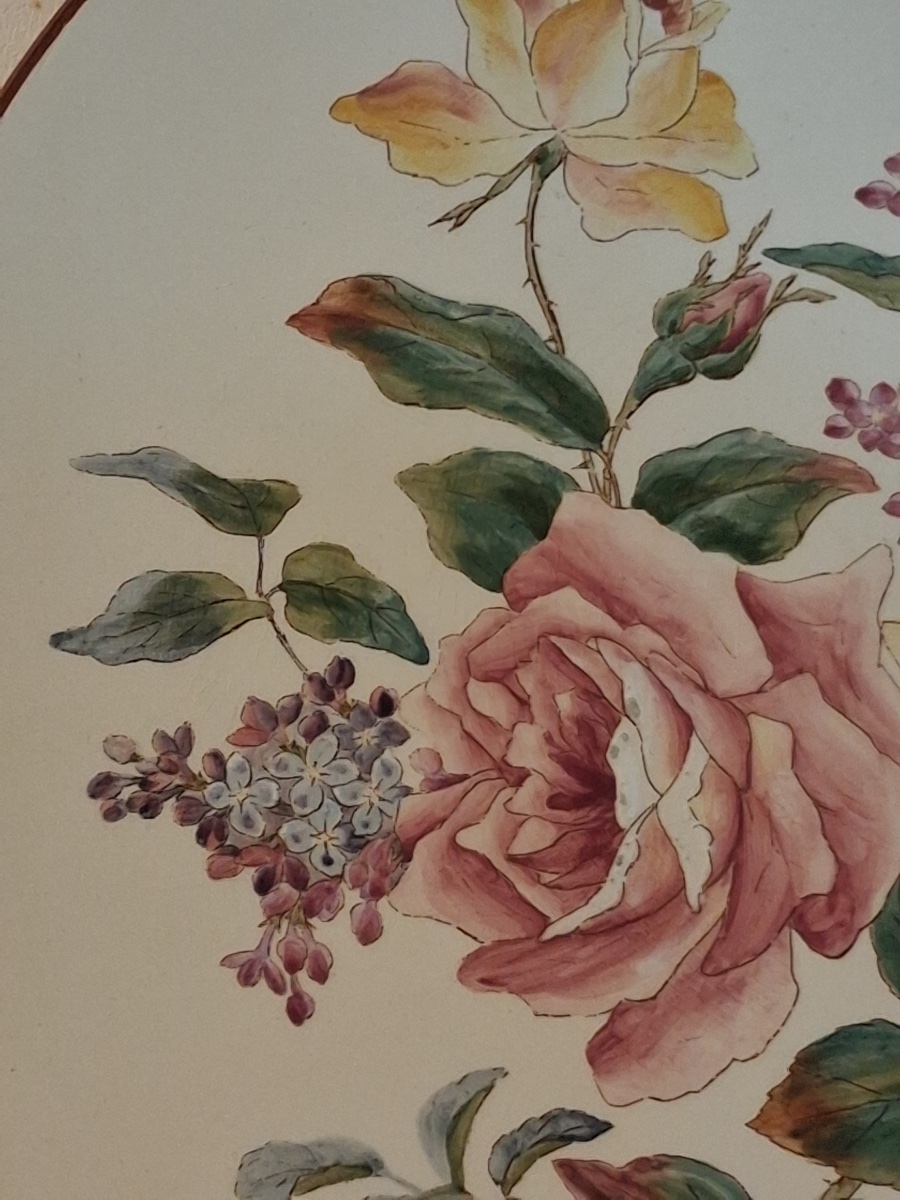Grand plat ( diamètre 38 cm ) en faïence  de Longchamp , décor floral,  XIX ème-photo-5