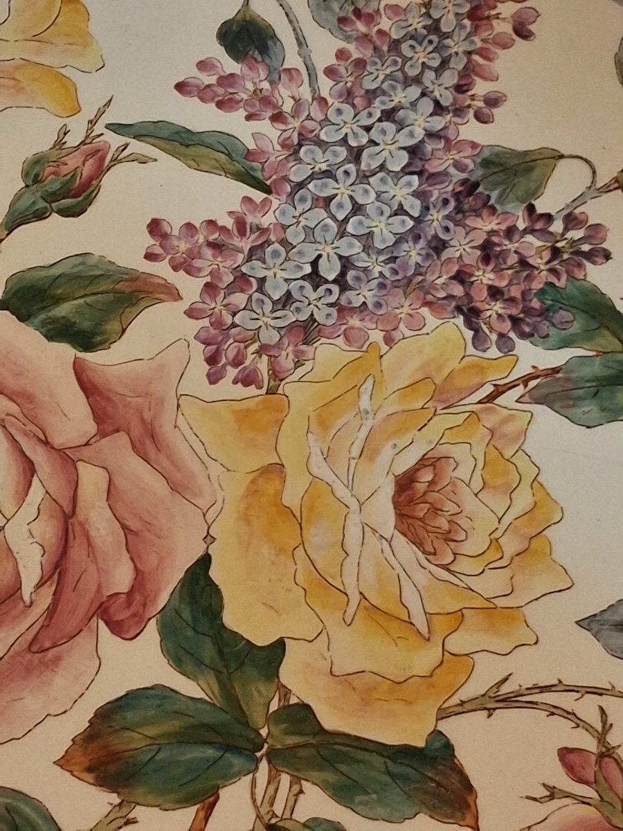 Grand plat ( diamètre 38 cm ) en faïence  de Longchamp , décor floral,  XIX ème-photo-7